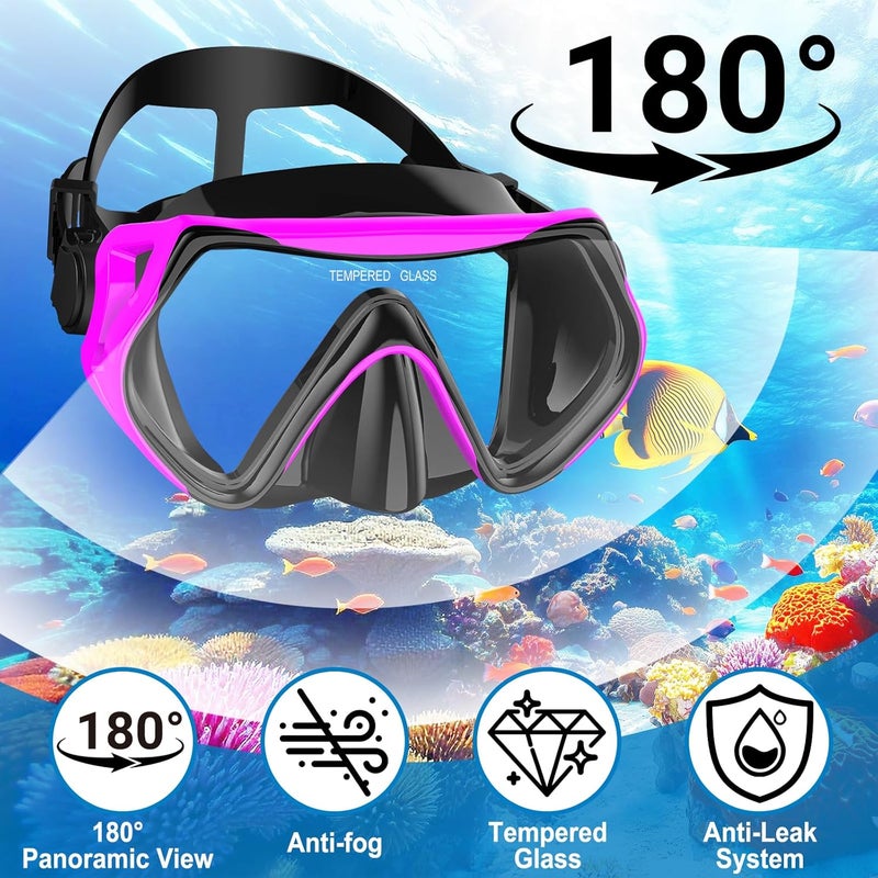 SOLAVA Snorkeling Gear for Adults, Snorkel Set Scuba Diving mask Dry-Top, Adult Swimming Goggles with Nose Cover, HD Tempered Glass Panoramic Anti-Leak Anti-Fog - Image 2